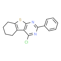ChemSpider 2D Image | 4-Chloro-2-phenyl-5,6,7,8-tetrahydro[1]benzothieno[2,3-d]pyrimidine | C16H13ClN2S
