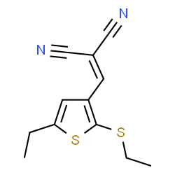 ChemSpider 2D Image | {[5-Ethyl-2-(ethylsulfanyl)-3-thienyl]methylene}malononitrile | C12H12N2S2