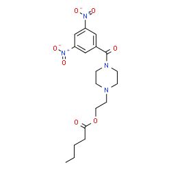 ChemSpider 2D Image | 2-[4-(3,5-Dinitrobenzoyl)-1-piperazinyl]ethyl valerate | C18H24N4O7