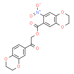 ChemSpider 2D Image | 2-(2,3-Dihydro-1,4-benzodioxin-6-yl)-2-oxoethyl 7-nitro-2,3-dihydro-1,4-benzodioxine-6-carboxylate | C19H15NO9
