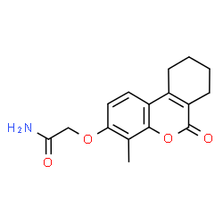 ChemSpider 2D Image | 2-[(4-Methyl-6-oxo-7,8,9,10-tetrahydro-6H-benzo[c]chromen-3-yl)oxy]acetamide | C16H17NO4