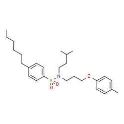 ChemSpider 2D Image | 4-Hexyl-N-(3-methylbutyl)-N-[3-(4-methylphenoxy)propyl]benzenesulfonamide | C27H41NO3S