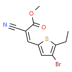 ChemSpider 2D Image | Methyl (2Z)-3-(4-bromo-5-ethyl-2-thienyl)-2-cyanoacrylate | C11H10BrNO2S