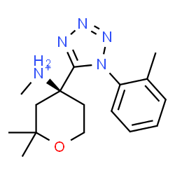 ChemSpider 2D Image | (4S)-N,2,2-Trimethyl-4-[1-(2-methylphenyl)-1H-tetrazol-5-yl]tetrahydro-2H-pyran-4-aminium | C16H24N5O