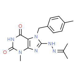 ChemSpider 2D Image | 8-(2-Isopropylidenehydrazino)-3-methyl-7-(4-methylbenzyl)-3,7-dihydro-1H-purine-2,6-dione | C17H20N6O2