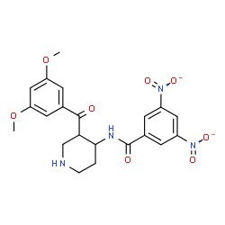 ChemSpider 2D Image | N-[3-(3,5-Dimethoxybenzoyl)-4-piperidinyl]-3,5-dinitrobenzamide | C21H22N4O8
