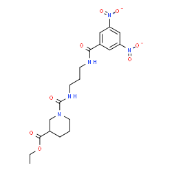ChemSpider 2D Image | Ethyl 1-({3-[(3,5-dinitrobenzoyl)amino]propyl}carbamoyl)-3-piperidinecarboxylate | C19H25N5O8