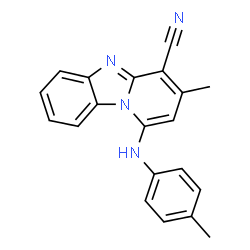 ChemSpider 2D Image | 3-Methyl-1-p-tolylamino-benzo[4,5]imidazo[1,2-a]pyridine-4-carbonitrile | C20H16N4