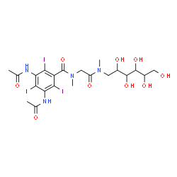 ChemSpider 2D Image | 1-Deoxy-1-{[N-(3,5-diacetamido-2,4,6-triiodobenzoyl)-N-methylglycyl](methyl)amino}hexitol | C21H29I3N4O9