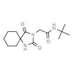 ChemSpider 2D Image | 2-(2,4-Dioxo-1,3-diazaspiro[4.5]dec-3-yl)-N-(2-methyl-2-propanyl)acetamide | C14H23N3O3