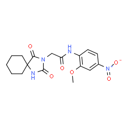 ChemSpider 2D Image | 2-(2,4-Dioxo-1,3-diazaspiro[4.5]dec-3-yl)-N-(2-methoxy-4-nitrophenyl)acetamide | C17H20N4O6