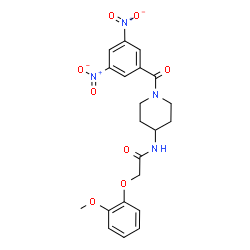 ChemSpider 2D Image | N-[1-(3,5-Dinitrobenzoyl)-4-piperidinyl]-2-(2-methoxyphenoxy)acetamide | C21H22N4O8