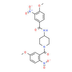 ChemSpider 2D Image | 4-Methoxy-N-[1-(5-methoxy-2-nitrobenzoyl)-4-piperidinyl]-3-nitrobenzamide | C21H22N4O8