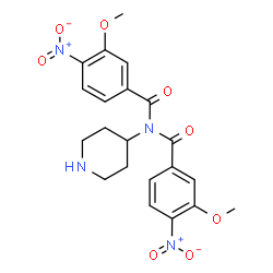 ChemSpider 2D Image | 3-Methoxy-N-(3-methoxy-4-nitrobenzoyl)-4-nitro-N-(4-piperidinyl)benzamide | C21H22N4O8