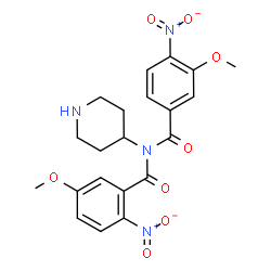 ChemSpider 2D Image | 5-Methoxy-N-(3-methoxy-4-nitrobenzoyl)-2-nitro-N-(4-piperidinyl)benzamide | C21H22N4O8