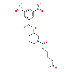 ChemSpider 2D Image | N-(2-Acetamidoethyl)-3-[(3,5-dinitrobenzoyl)amino]-1-piperidinecarboxamide | C17H22N6O7