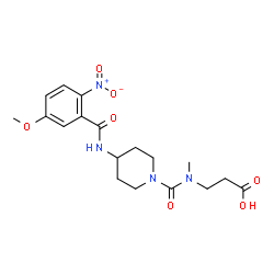 ChemSpider 2D Image | N-({4-[(5-Methoxy-2-nitrobenzoyl)amino]-1-piperidinyl}carbonyl)-N-methyl-beta-alanine | C18H24N4O7