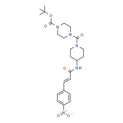 ChemSpider 2D Image | 2-Methyl-2-propanyl 4-[(4-{[(2E)-3-(4-nitrophenyl)-2-propenoyl]amino}-1-piperidinyl)carbonyl]-1-piperazinecarboxylate | C24H33N5O6