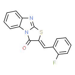 ChemSpider 2D Image | 2-(2-Fluoro-benzylidene)-benzo[4,5]imidazo[2,1-b]thiazol-3-one | C16H9FN2OS