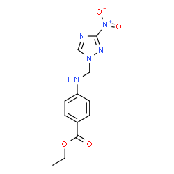 ChemSpider 2D Image | Ethyl 4-{[(3-nitro-1H-1,2,4-triazol-1-yl)methyl]amino}benzoate | C12H13N5O4
