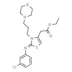 ChemSpider 2D Image | Ethyl {(2Z)-2-[(3-chlorophenyl)imino]-3-[3-(4-morpholinyl)propyl]-2,3-dihydro-1,3-thiazol-4-yl}acetate | C20H26ClN3O3S