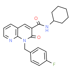 ChemSpider 2D Image | N-Cyclohexyl-1-(4-fluorobenzyl)-2-oxo-1,2-dihydro-1,8-naphthyridine-3-carboxamide | C22H22FN3O2