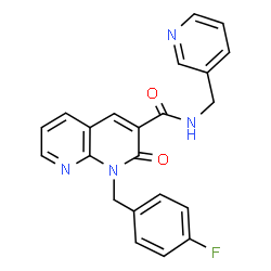 ChemSpider 2D Image | 1-(4-Fluorobenzyl)-2-oxo-N-(3-pyridinylmethyl)-1,2-dihydro-1,8-naphthyridine-3-carboxamide | C22H17FN4O2