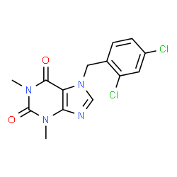 ChemSpider 2D Image | 7-(2,4-Dichlorobenzyl)-1,3-dimethyl-3,7-dihydro-1H-purine-2,6-dione | C14H12Cl2N4O2