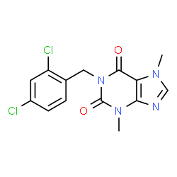 ChemSpider 2D Image | 1-(2,4-Dichloro-benzyl)-3,7-dimethyl-3,7-dihydro-purine-2,6-dione | C14H12Cl2N4O2