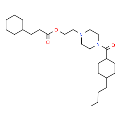 ChemSpider 2D Image | 2-{4-[(4-Butylcyclohexyl)carbonyl]-1-piperazinyl}ethyl 3-cyclohexylpropanoate | C26H46N2O3