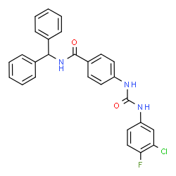 ChemSpider 2D Image | 4-{[(3-Chloro-4-fluorophenyl)carbamoyl]amino}-N-(diphenylmethyl)benzamide | C27H21ClFN3O2