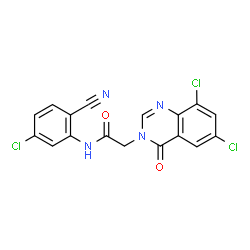 ChemSpider 2D Image | N-(5-Chloro-2-cyanophenyl)-2-(6,8-dichloro-4-oxo-3(4H)-quinazolinyl)acetamide | C17H9Cl3N4O2