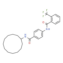 ChemSpider 2D Image | N-[4-(Cyclododecylcarbamoyl)phenyl]-2-(trifluoromethyl)benzamide | C27H33F3N2O2