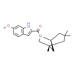 ChemSpider 2D Image | (6-Methoxy-1H-indol-2-yl)[(1R,5S)-1,3,3-trimethyl-6-azabicyclo[3.2.1]oct-6-yl]methanone | C20H26N2O2
