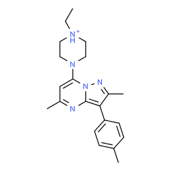ChemSpider 2D Image | 4-[2,5-Dimethyl-3-(4-methylphenyl)pyrazolo[1,5-a]pyrimidin-7-yl]-1-ethylpiperazin-1-ium | C21H28N5