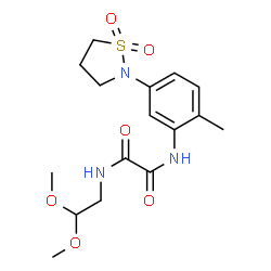ChemSpider 2D Image | N-(2,2-Dimethoxyethyl)-N'-[5-(1,1-dioxido-1,2-thiazolidin-2-yl)-2-methylphenyl]ethanediamide | C16H23N3O6S