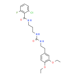 ChemSpider 2D Image | 2-Chloro-N-[3-({[2-(3,4-diethoxyphenyl)ethyl]carbamoyl}amino)propyl]-6-fluorobenzamide | C23H29ClFN3O4