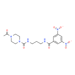 ChemSpider 2D Image | 4-Acetyl-N-{3-[(3,5-dinitrobenzoyl)amino]propyl}-1-piperazinecarboxamide | C17H22N6O7