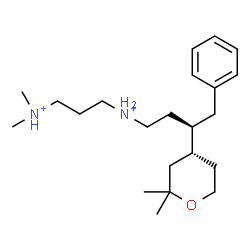 ChemSpider 2D Image | N'-{(3R)-3-[(4R)-2,2-Dimethyltetrahydro-2H-pyran-4-yl]-4-phenylbutyl}-N,N-dimethyl-1,3-propanediaminium | C22H40N2O