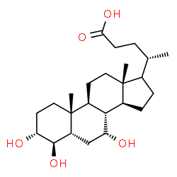 ChemSpider 2D Image | (3alpha,4beta,5beta,7alpha,17xi,20S)-3,4,7-Trihydroxycholan-24-oic acid | C24H40O5