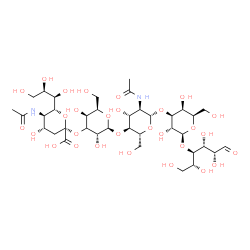 ChemSpider 2D Image | (6R)-5-Acetamido-3,5-dideoxy-6-[(1R,2R)-1,2,3-trihydroxypropyl]-beta-L-threo-hex-2-ulopyranonosyl-(2->3)-(3xi)-beta-D-xylo-hexopyranosyl-(1->4)-2-acetamido-2-deoxy-beta-D-glucopyranosyl-(1->3)-beta-D-
galactopyranosyl-(1->4)-D-glucose | C37H62N2O29