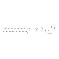 ChemSpider 2D Image | 4-Amino-1-{(3xi)-5-O-[hydroxy({hydroxy[(2R)-2-[(11Z)-11-octadecenoyloxy]-3-(palmitoyloxy)propoxy]phosphoryl}oxy)phosphoryl]-beta-D-threo-pentofuranosyl}-2(1H)-pyrimidinone | C46H83N3O15P2