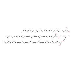 ChemSpider 2D Image | (2S)-1-[(5Z,8Z,11Z)-5,8,11-Icosatrienoyloxy]-3-(stearoyloxy)-2-propanyl (7Z,10Z,13Z,16Z)-7,10,13,16-docosatetraenoate | C63H108O6