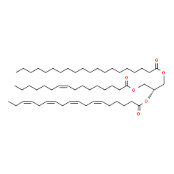 ChemSpider 2D Image | 3-[(9Z)-9-Hexadecenoyloxy]-2-[(6Z,9Z,12Z,15Z)-6,9,12,15-octadecatetraenoyloxy]propyl icosanoate | C57H100O6