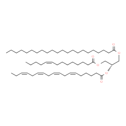 ChemSpider 2D Image | 2-[(6Z,9Z,12Z,15Z)-6,9,12,15-Octadecatetraenoyloxy]-3-[(9Z)-9-tetradecenoyloxy]propyl docosanoate | C57H100O6