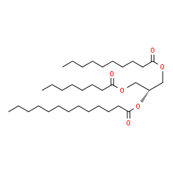 ChemSpider 2D Image | 1-(Decanoyloxy)-3-(octanoyloxy)-2-propanyl tridecanoate | C34H64O6