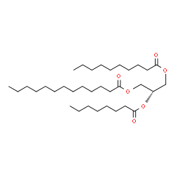 ChemSpider 2D Image | 3-(Decanoyloxy)-2-(octanoyloxy)propyl tridecanoate | C34H64O6