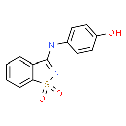 ChemSpider 2D Image | 4-[(1,1-Dioxido-1,2-benzothiazol-3-yl)amino]phenol | C13H10N2O3S
