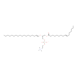 ChemSpider 2D Image | 3-[(9E)-9-Hexadecenoyloxy]-2-[(1E)-1-octadecen-1-yloxy]propyl 2-(trimethylammonio)ethyl phosphate | C42H82NO7P