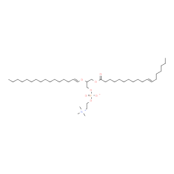ChemSpider 2D Image | 2-[(1E)-1-Hexadecen-1-yloxy]-3-[(11E)-11-octadecenoyloxy]propyl 2-(trimethylammonio)ethyl phosphate | C42H82NO7P